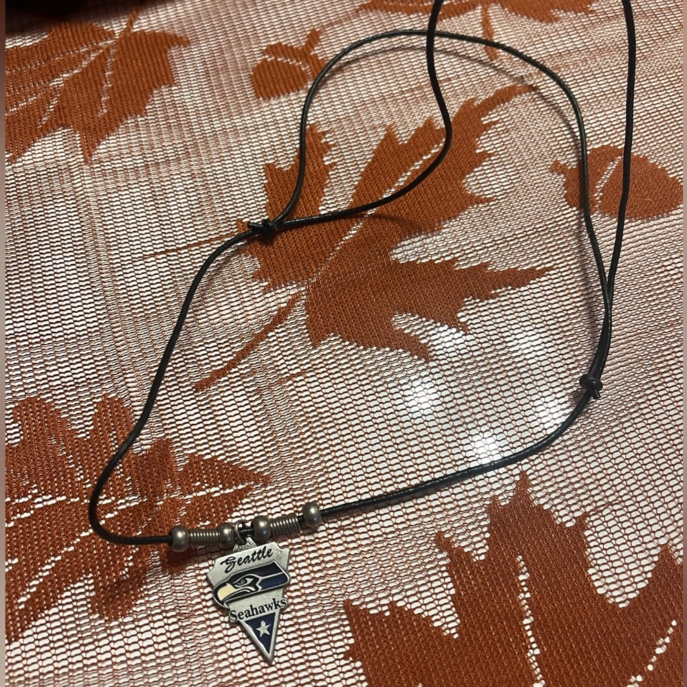 Seattle Seahawks Necklace with adjustable leather